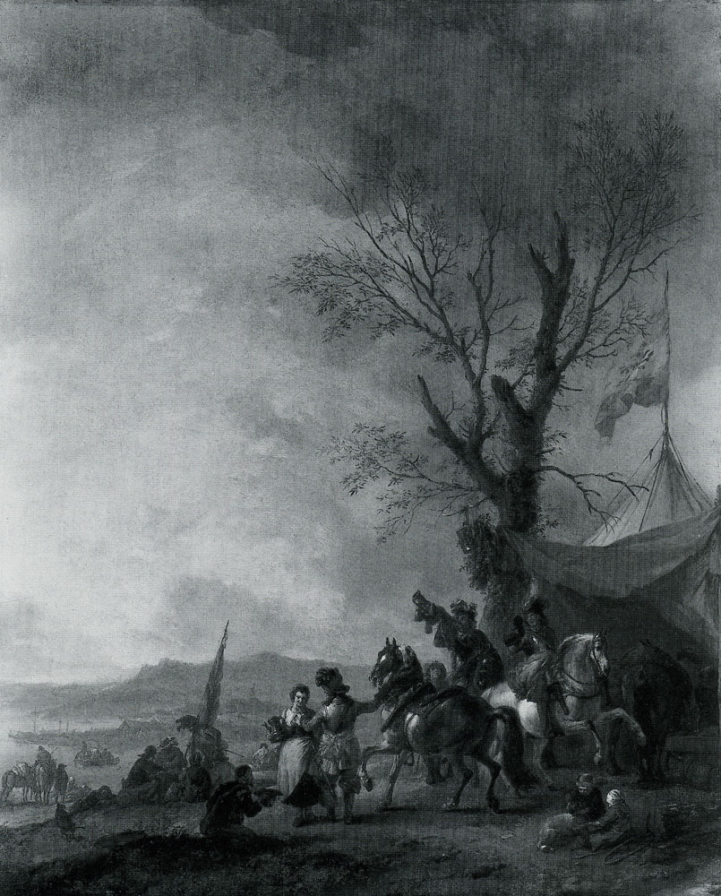 Philips Wouwermans - Cavalrymen halted at a Sutler's Booth