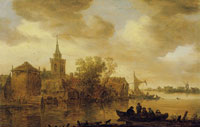 Jan van Goyen River landscape with a church and a farm