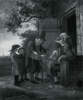Jan Steen A Pedlar selling Spectacles outside a Cottage
