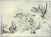 Rembrandt Hagar and Ishmael with the Angel in the Desert