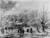 Aert van der Neer Winter Scene on a Village Canal