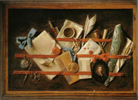 Samuel van Hoogstraten Feigned letter Rack with Self-Portrait and an English Almanac