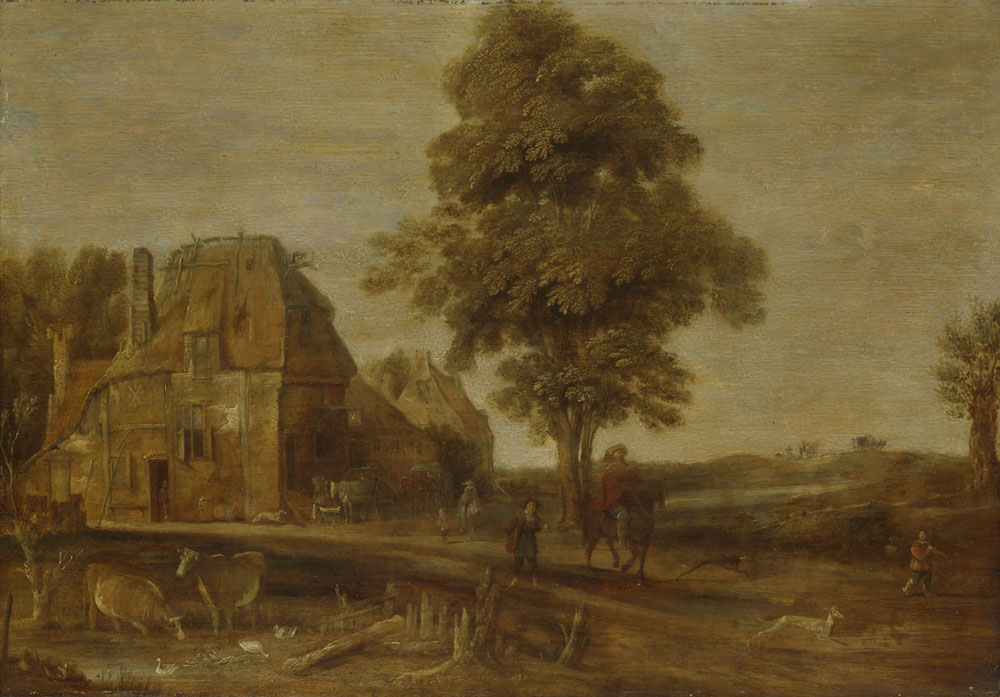 Aert van der Neer - Landscape with a Large Farmhouse to the Left