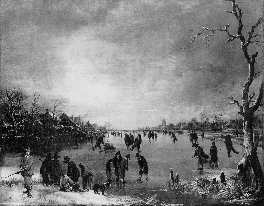 Aert van der Neer - Winter Scene on a Wide Frozen River in the Late Afternoon