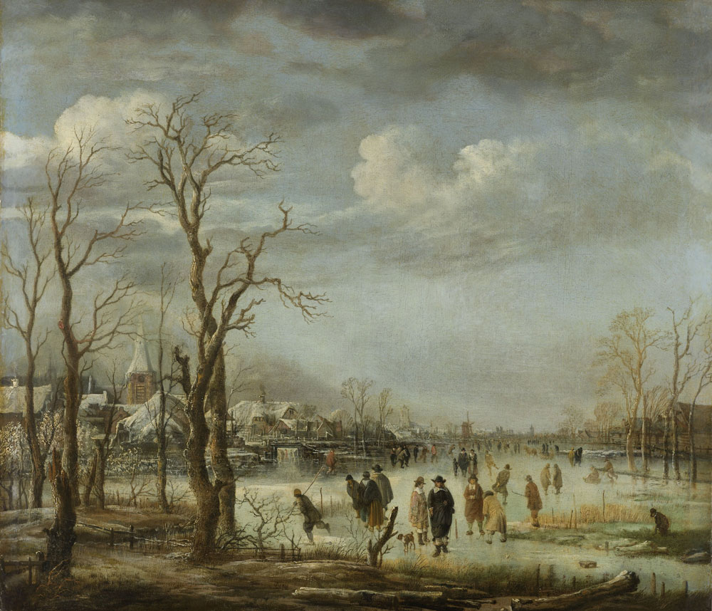 Aert van der Neer - Wide Winter Scene near a Village