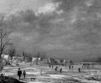 Aert van der Neer Winter Landscape with a Village in the Left Background