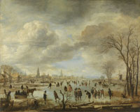 Aert van der Neer Wide Winter Scene near a Town