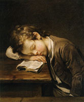 Jean-Baptiste Greuze - A Schoolboy Sleeping on His Book