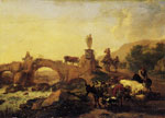Nicolaes Berchem - Italian Landscape with a Bridge