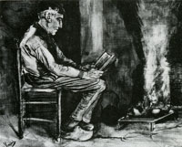 Vincent van Gogh Farmer Sitting at the Fireside, Reading