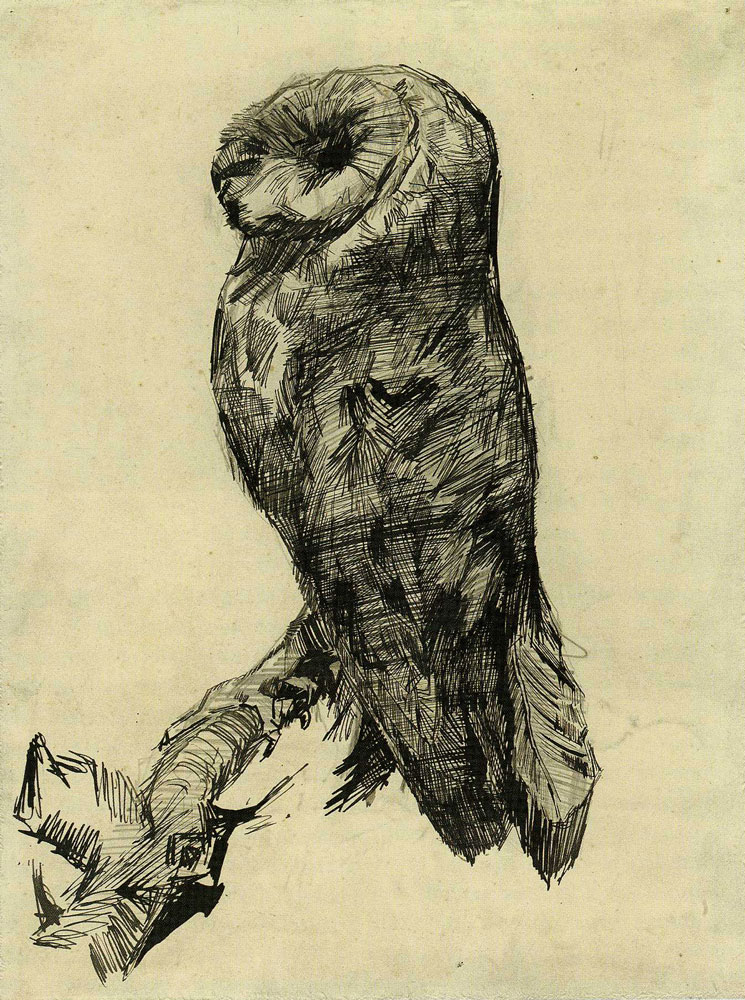 Vincent van Gogh - Stuffed Owl Viewed from the Side