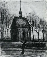 Vincent van Gogh Church in Nuenen, with One Figure