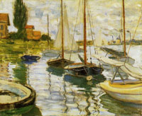 Claude Monet Boats Moored at Le Petit-Grennevilliers