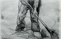 Vincent van Gogh Peasant, Working, Lower Part of Drawing