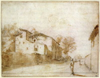 Cornelis van Poelenburch - Houses in Italy