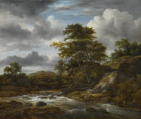 Jacob van Ruisdael Low Waterfall in a Hilly Landscape