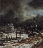 Jacob van Ruisdael - Winter Landscape with a Broken Bridge