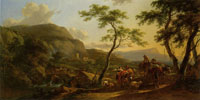 Nicolaes Berchem Italianate Landscape with a Distant View of the Tomb of the Plautii