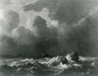 Jacob van Ruisdael - Stormy Sea with Sailing Vessels near Large Rocks