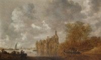Jan van Goyen A river landscape with figures rowing, a castle beyond