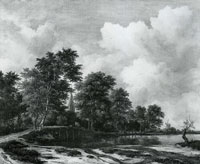 Jacob van Ruisdael River Landscape with a Church Tower amid Trees