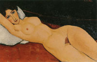 Amedeo Modigliani Reclining Nude on a White Cushion