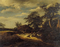 Jacob van Ruisdael Cottages and Trees by a Road