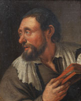 Jacob van Toorenvliet A rabbi, bust-length, with a Torah in his right hand
