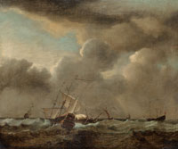 Follower of Willem van de Velde the Younger - A frigate and other men o'war in a squall