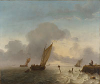 Ludolf Backhuysen Dutch pinks off a promontory at sunset