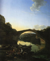 Adam Pijnacker Landscape with Stone Bridge