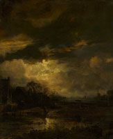 Aert van der Neer Landscape at Sunset