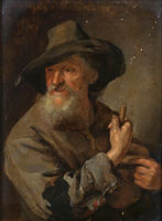 Jacob Toorenvliet A peasant man holding a staff