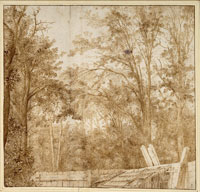 Cornelis Hendricksz. Vroom Trees behind a Wooden Fence