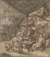 Adriaen van Ostade - Peasants Smoking and Drinking outside an Inn