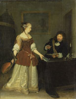 Gerard ter Borch A Young Woman and an Officer Making Music