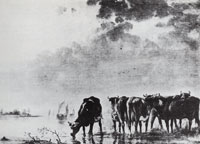 Aelbert Cuyp - Cattle watering, right bank (small version)