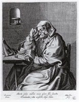 Daniel van den Bremden after Adriaen van de Venne - Old Woman with Glasses and a Book