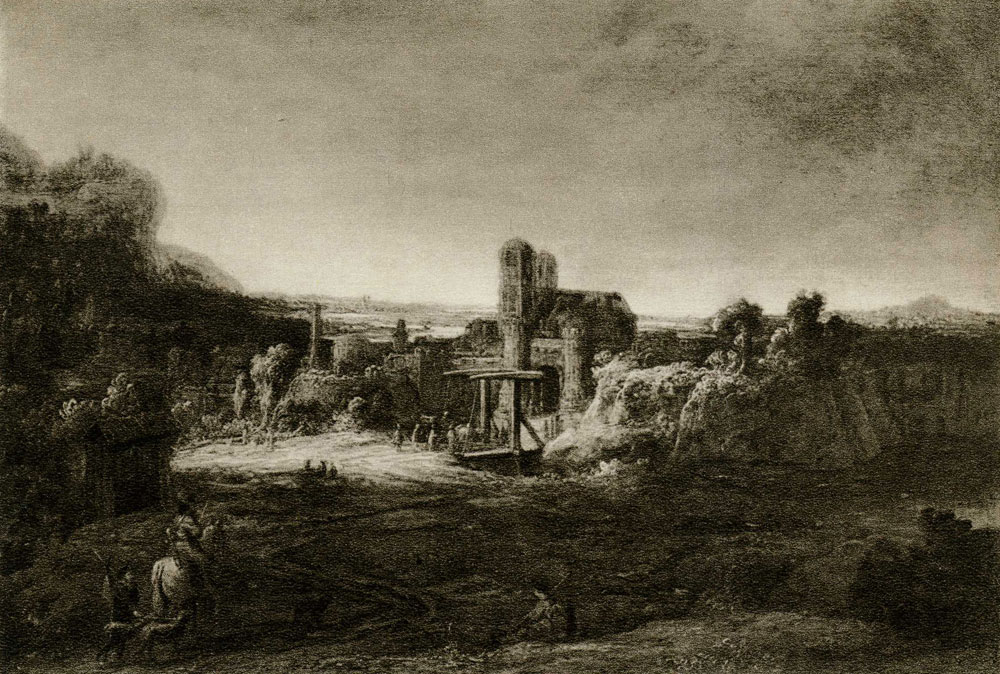 Formerly attributed to Rembrandt - Landscape with a Church