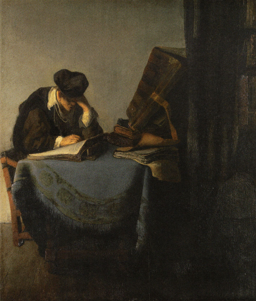 Circle of Rembrandt - Man reading in a Study