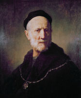 Rembrandt Bust of an old man with cap and gold chain