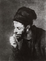 Follower of Rembrandt Man with his Hand before his Mouth