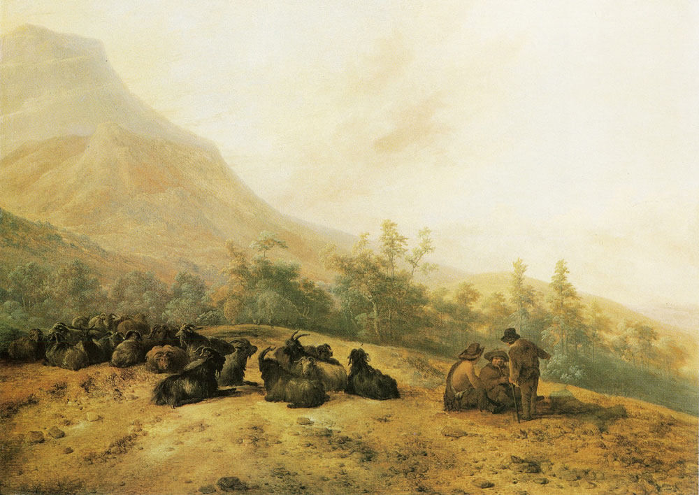 Jacob Sibrandi Mancadan - Mountain landscape with shepherds