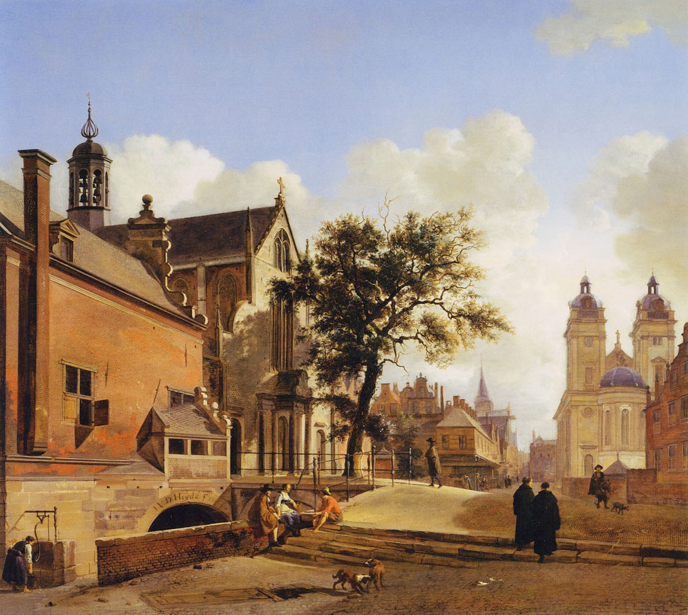 Jan van der Heyden - View with the Jesuit Church of St. Andreas, Düsseldorf