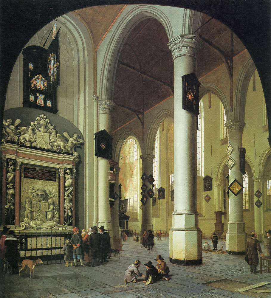 Hendrick van Vliet - Interior of the Oude Kerk, Delft, with the tomb of Maerten Harpertsz. Tromp