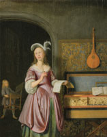 Pieter Cornelisz. van Slingelandt A Lady Singing at a Clavichord