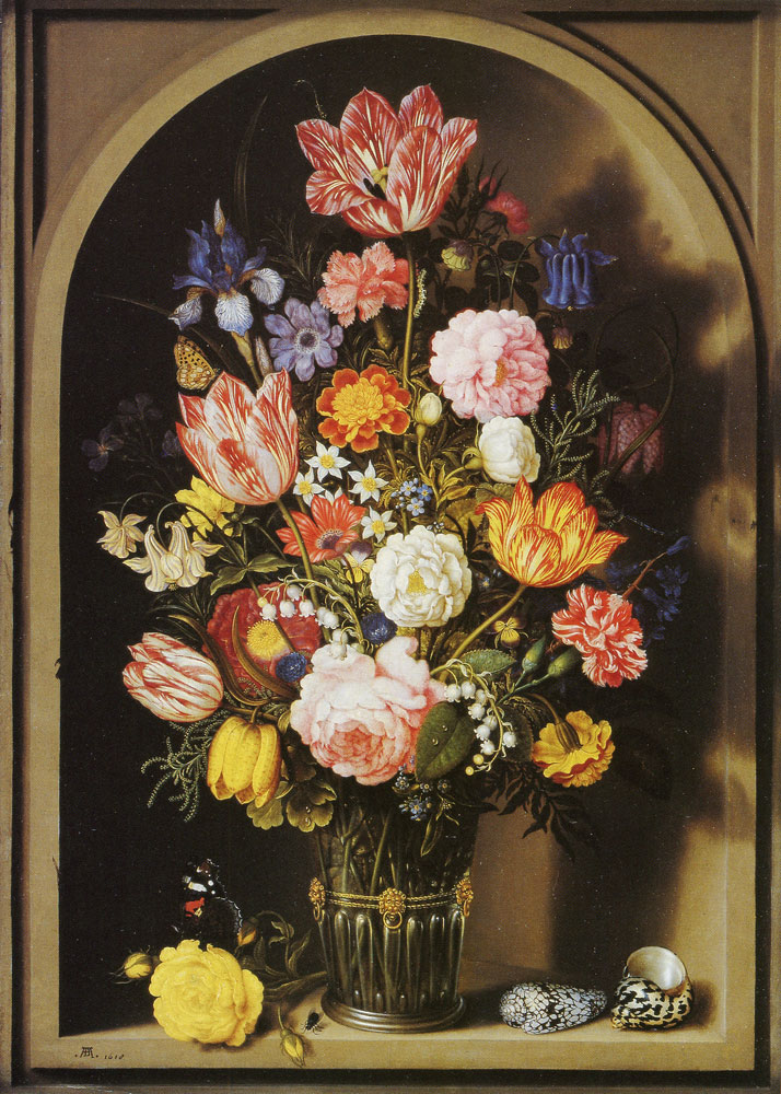Ambrosius Bosschaert the Elder - Bouquet of Flowers in a Stone Niche