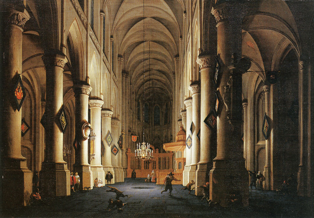 Daniel de Blieck - Interior of a church by candlelight