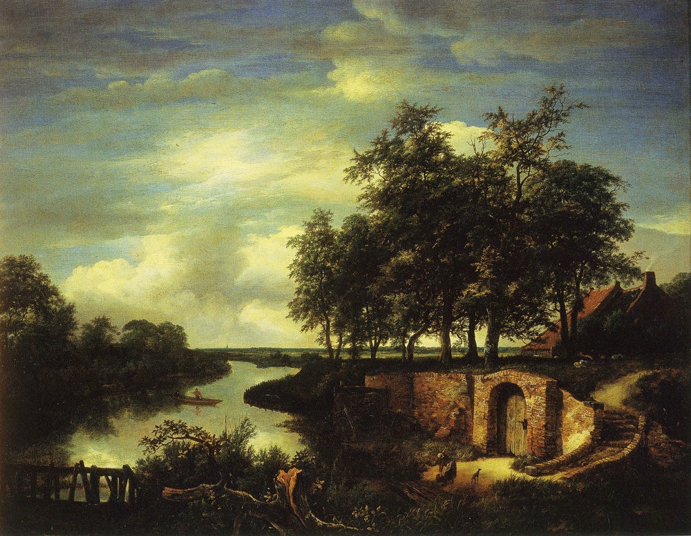 Jacob van Ruisdael - River Landscape with the Entrance to a Vault