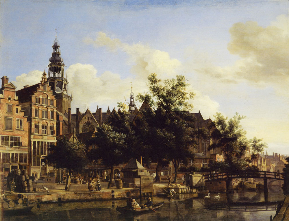 Jan van der Heyden - View of the Oudezijds Voorburgwal with the Oude Kerk, Amsterdam
